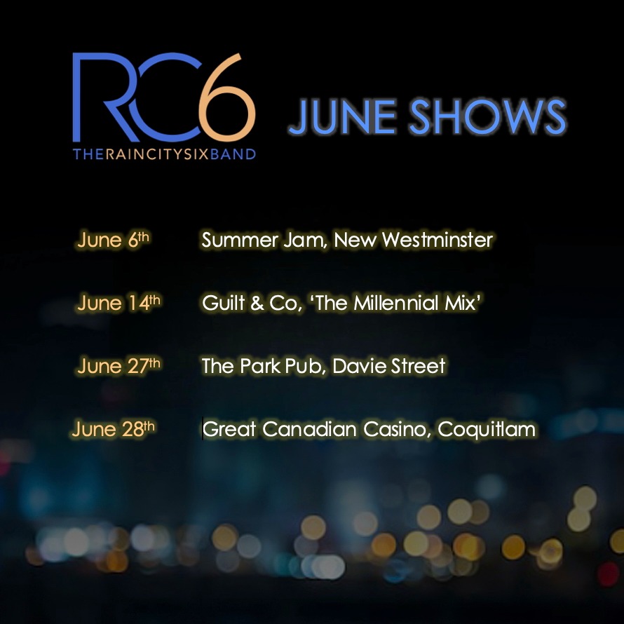 We've got 4 public shows next month and we'd love to see your dancing feet and singing faces in the audience at one (or all) of them! This includes our brand new show 'The Millennial Mix', filled with guilty pleasures, number 1 hits and deep cuts from the millennial generation. Get ready to sing your lungs out like it’s 1998!
June 6th ✨ Connaught Heights Elementary School Summer Jam, New Westminster. 5pm-8pm
June 14th ✨ Guilt & Co, ‘The Millennial Mix’, 7-8:45pm (early show) @guiltandco
June 27th ✨ The Park Pub, Davie Street 8:30pm til late @parkpubvan
June 28th ✨ Great Canadian Casino, Coquitlam 9:30pm till late @grtvancouver
#vancouverevent #vancouvernow #livemusicvancouver #eventband #danceband